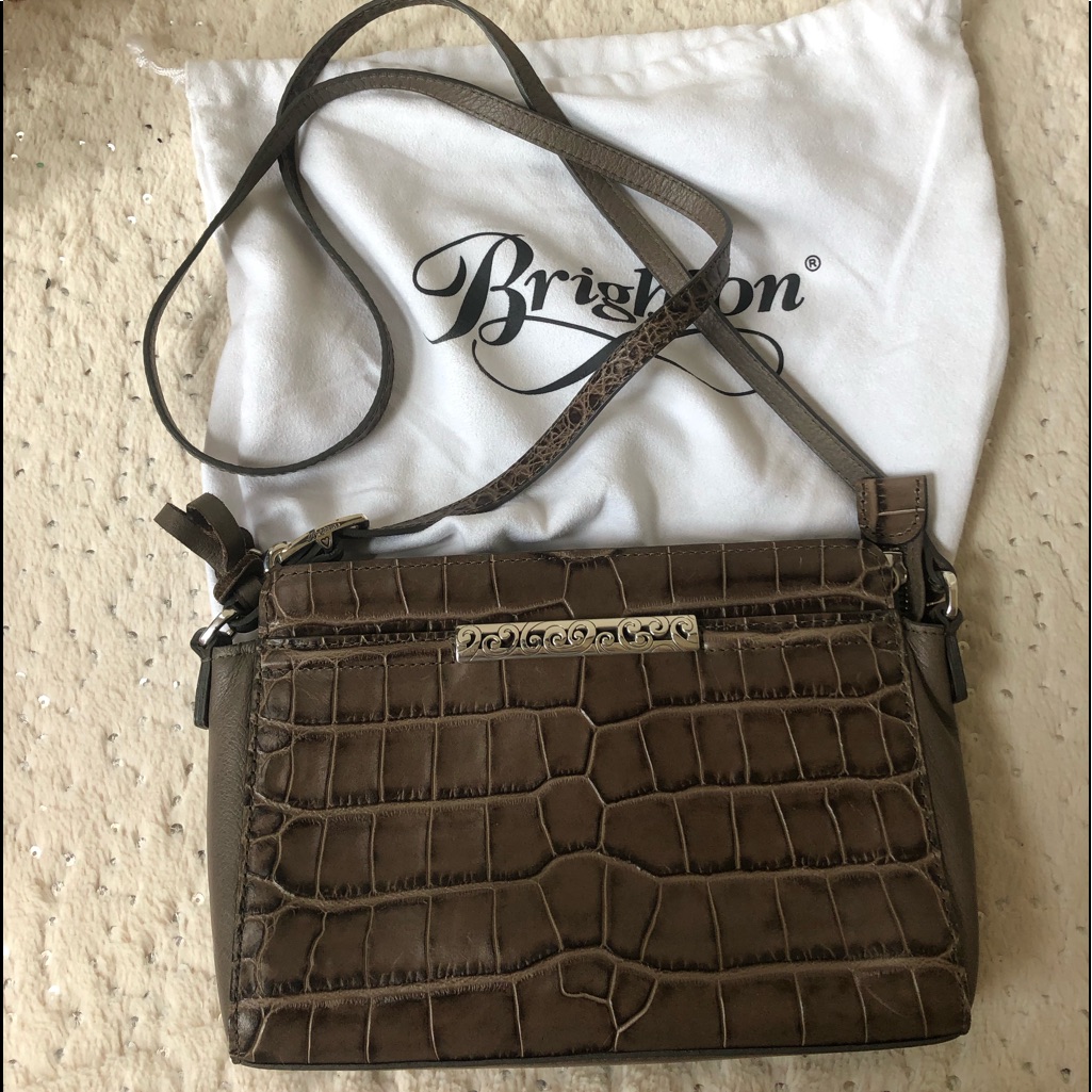 Brighton “Sam” Leather Croc Handbag Nwt